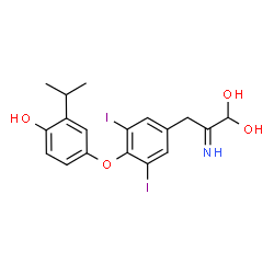 ChemSpider 2D Image | 3-[4-(4-Hydroxy-3-isopropylphenoxy)-3,5-diiodophenyl]-2-imino-1,1-propanediol | C18H19I2NO4