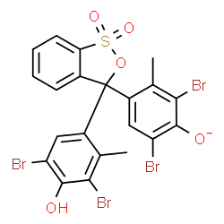 ChemSpider 2D Image | 2,6-Dibromo-4-[3-(3,5-dibromo-4-hydroxy-2-methylphenyl)-1,1-dioxido-3H-2,1-benzoxathiol-3-yl]-3-methylphenolate | C21H13Br4O5S