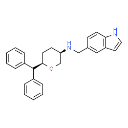 ChemSpider 2D Image | (3R,6R)-6-(Diphenylmethyl)-N-(1H-indol-5-ylmethyl)tetrahydro-2H-pyran-3-amine | C27H28N2O