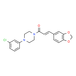 ChemSpider 2D Image | 1-[(2E)-3-(1,3-benzodioxol-5-yl)-2-propenoyl]-4-(3-chlorophenyl)piperazine | C20H19ClN2O3