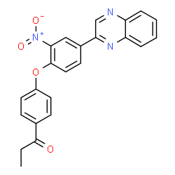 ChemSpider 2D Image | 1-{4-[2-Nitro-4-(2-quinoxalinyl)phenoxy]phenyl}-1-propanone | C23H17N3O4