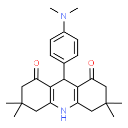 ChemSpider 2D Image | 9-[4-(Dimethylamino)phenyl]-3,3,6,6-tetramethyl-3,4,6,7,9,10-hexahydro-1,8(2H,5H)-acridinedione | C25H32N2O2