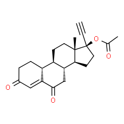ChemSpider 2D Image | (17alpha)-3,6-Dioxo-19-norpregn-4-en-20-yn-17-yl acetate | C22H26O4