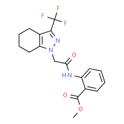 ChemSpider 2D Image | Methyl 2-({[3-(trifluoromethyl)-4,5,6,7-tetrahydro-1H-indazol-1-yl]acetyl}amino)benzoate | C18H18F3N3O3