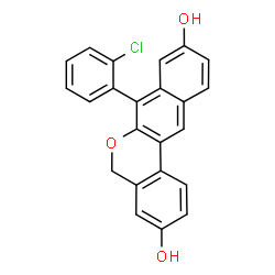 ChemSpider 2D Image | 7-(2-Chlorophenyl)-5H-dibenzo[c,g]chromene-3,9-diol | C23H15ClO3