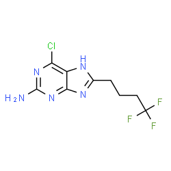 ChemSpider 2D Image | 6-Chloro-8-(4,4,4-trifluorobutyl)-7H-purin-2-amine | C9H9ClF3N5