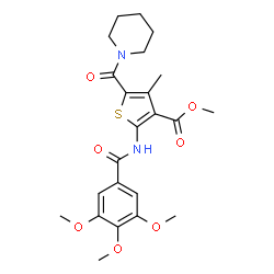 ChemSpider 2D Image | Methyl 4-methyl-5-(piperidine-1-carbonyl)-2-(3,4,5-trimethoxybenzamido)thiophene-3-carboxylate | C23H28N2O7S