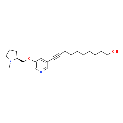 ChemSpider 2D Image | 10-(5-{[(2S)-1-Methyl-2-pyrrolidinyl]methoxy}-3-pyridinyl)-9-decyn-1-ol | C21H32N2O2