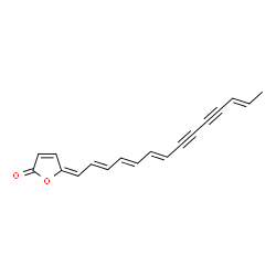 ChemSpider 2D Image | 2(5H)-Furanone, 5-(2,4,6,12-tetradecatetraene-8,10-diynylidene)-, (Z,E,E,E,E)- | C18H14O2