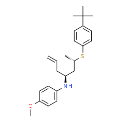 ChemSpider 2D Image | 4-Methoxy-N-[(4S,6S)-6-{[4-(2-methyl-2-propanyl)phenyl]sulfanyl}-1-hepten-4-yl]aniline | C24H33NOS