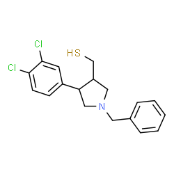 ChemSpider 2D Image | [1-Benzyl-4-(3,4-dichlorophenyl)-3-pyrrolidinyl]methanethiol | C18H19Cl2NS