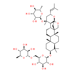 ChemSpider 2D Image | (3beta,16beta,23R)-20-[(6-Deoxy-alpha-L-mannopyranosyl)oxy]-16,23:16,30-diepoxydammar-24-en-3-yl 6-O-(6-deoxy-alpha-L-mannopyranosyl)-beta-D-glucopyranoside | C48H78O17