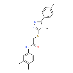 ChemSpider 2D Image | N-(3,4-Dimethylphenyl)-2-{[4-methyl-5-(4-methylphenyl)-4H-1,2,4-triazol-3-yl]sulfanyl}acetamide | C20H22N4OS
