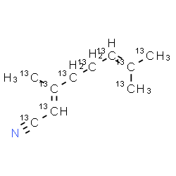 ChemSpider 2D Image | (2E)-3,7-Bis[(~13~C)methyl](~13~C_8_)-2,6-octadienenitrile | 13C10H15N