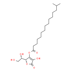ChemSpider 2D Image | (2R)-2-[(1S)-1,2-Dihydroxyethyl]-4-hydroxy-5-oxo-2,5-dihydro-3-furanyl 14-methylpentadecanoate | C22H38O7