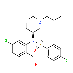 ChemSpider 2D Image | (2R)-2-{[5-Chloro-2-(hydroxymethyl)phenyl][(4-chlorophenyl)sulfonyl]amino}propyl propylcarbamate | C20H24Cl2N2O5S