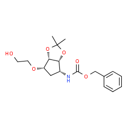 ChemSpider 2D Image | Benzyl [(3aR,4R,6S,6aS)-6-(2-hydroxyethoxy)-2,2-dimethyltetrahydro-3aH-cyclopenta[d][1,3]dioxol-4-yl]carbamate | C18H25NO6
