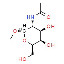 ChemSpider 2D Image | Methyl 2-acetamido-2-deoxy-alpha-D-(1-~13~C)galactopyranoside | C813CH17NO6