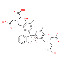 ChemSpider 2D Image | 2,2',2'',2'''-{(2,2-Dioxido-3H-1,2-benzoxathiole-3,3-diyl)bis[(6-hydroxy-5-methyl-3,1-phenylene)methylenenitrilo]}tetraacetic acid | C31H32N2O13S