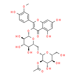 ChemSpider 2D Image | 5,7-Dihydroxy-2-(4-hydroxy-3-methoxyphenyl)-4-oxo-4H-chromen-3-yl 6-O-(2-O-acetyl-beta-D-glucopyranosyl)-beta-D-glucopyranoside | C30H34O18