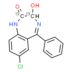 ChemSpider 2D Image | 7-Chloro-3-hydroxy-5-phenyl(2,3-~13~C_2_)-1,3-dihydro-2H-1,4-benzodiazepin-2-one | C1313C2H11ClN2O2
