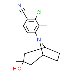 ChemSpider 2D Image | 2-Chloro-4-(3-hydroxy-3-methyl-8-azabicyclo[3.2.1]oct-8-yl)-3-methylbenzonitrile | C16H19ClN2O