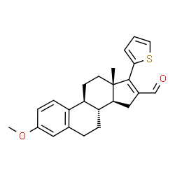 ChemSpider 2D Image | 3-Methoxy-17-(2-thienyl)estra-1,3,5(10),16-tetraene-16-carbaldehyde | C24H26O2S
