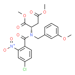 ChemSpider 2D Image | Dimethyl N-(4-chloro-2-nitrobenzoyl)-N-(3-methoxybenzyl)-L-aspartate | C21H21ClN2O8