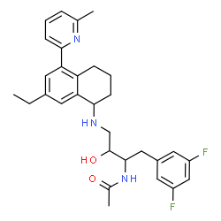 ChemSpider 2D Image | N-[1-(3,5-Difluorophenyl)-4-{[7-ethyl-5-(6-methyl-2-pyridinyl)-1,2,3,4-tetrahydro-1-naphthalenyl]amino}-3-hydroxy-2-butanyl]acetamide | C30H35F2N3O2