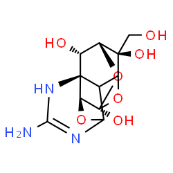 ChemSpider 2D Image | (2S,3R,4S,5R,11S,12S)-7-Amino-2-(hydroxymethyl)-10,13,15-trioxa-6,8-diazapentacyclo[7.4.1.1~3,12~.0~5,11~.0~5,14~]pentadec-7-ene-2,4,12-triol | C11H15N3O7