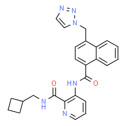ChemSpider 2D Image | N-(Cyclobutylmethyl)-3-{[4-(1H-1,2,3-triazol-1-ylmethyl)-1-naphthoyl]amino}-2-pyridinecarboxamide | C25H24N6O2
