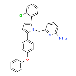 ChemSpider 2D Image | 6-{[2-(2-Chlorophenyl)-5-(4-phenoxyphenyl)-1H-pyrrol-1-yl]methyl}-2-pyridinamine | C28H22ClN3O