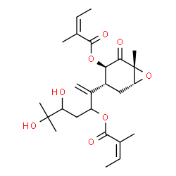 ChemSpider 2D Image | (1R,3R,4R,6R)-4-(5,6-Dihydroxy-6-methyl-3-{[(2Z)-2-methyl-2-butenoyl]oxy}-1-hepten-2-yl)-1-methyl-2-oxo-7-oxabicyclo[4.1.0]hept-3-yl (2Z)-2-methyl-2-butenoate | C25H36O8