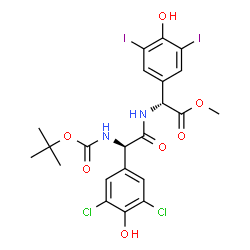 ChemSpider 2D Image | N-Boc-D-4-HO-3,5-Cl2-PhGly-D-4-HO-3,5-I2-PhGly-OMe | C22H22Cl2I2N2O7