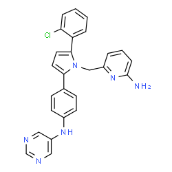 ChemSpider 2D Image | N-(4-{1-[(6-Amino-2-pyridinyl)methyl]-5-(2-chlorophenyl)-1H-pyrrol-2-yl}phenyl)-5-pyrimidinamine | C26H21ClN6