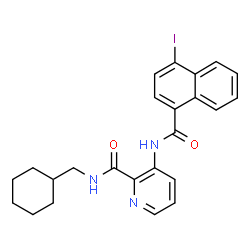 ChemSpider 2D Image | N-(Cyclohexylmethyl)-3-[(4-iodo-1-naphthoyl)amino]-2-pyridinecarboxamide | C24H24IN3O2