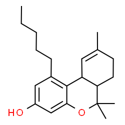 ChemSpider 2D Image | 6,6,9-Trimethyl-1-pentyl-6a,7,8,10a-tetrahydro-6H-benzo[c]chromen-3-ol | C21H30O2