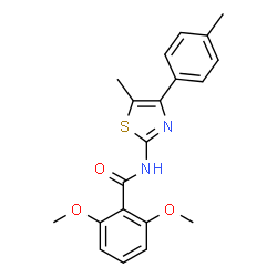 ChemSpider 2D Image | Benzamide, 2,6-dimethoxy-N-[5-methyl-4-(4-methylphenyl)-2-thiazolyl]- | C20H20N2O3S