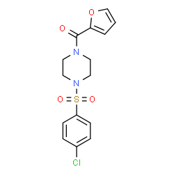 ChemSpider 2D Image | 1-(4-CHLOROBENZENESULFONYL)-4-(FURAN-2-CARBONYL)PIPERAZINE | C15H15ClN2O4S