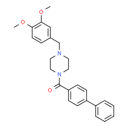 ChemSpider 2D Image | 4-Biphenylyl[4-(3,4-dimethoxybenzyl)-1-piperazinyl]methanone | C26H28N2O3