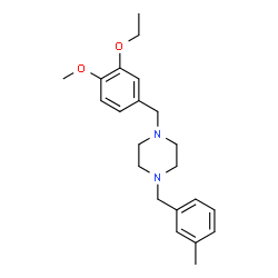 ChemSpider 2D Image | 1-(3-Ethoxy-4-methoxybenzyl)-4-(3-methylbenzyl)piperazine | C22H30N2O2