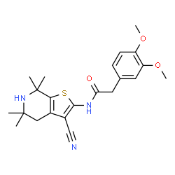 ChemSpider 2D Image | N-(3-Cyano-5,5,7,7-tetramethyl-4,5,6,7-tetrahydrothieno[2,3-c]pyridin-2-yl)-2-(3,4-dimethoxyphenyl)acetamide | C22H27N3O3S