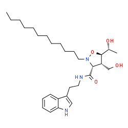ChemSpider 2D Image | (3R,4S,5R)-2-Dodecyl-5-[(1R)-1-hydroxyethyl]-4-(hydroxymethyl)-N-[2-(1H-indol-3-yl)ethyl]-1,2-oxazolidine-3-carboxamide | C29H47N3O4