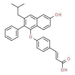 ChemSpider 2D Image | (2E)-3-{4-[(6-Hydroxy-3-isobutyl-2-phenyl-1-naphthyl)oxy]phenyl}acrylic acid | C29H26O4