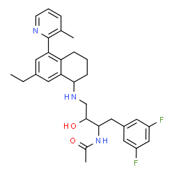 ChemSpider 2D Image | N-[1-(3,5-Difluorophenyl)-4-{[7-ethyl-5-(3-methyl-2-pyridinyl)-1,2,3,4-tetrahydro-1-naphthalenyl]amino}-3-hydroxy-2-butanyl]acetamide | C30H35F2N3O2