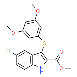 ChemSpider 2D Image | Methyl 5-chloro-3-[(3,5-dimethoxyphenyl)sulfanyl]-1H-indole-2-carboxylate | C18H16ClNO4S