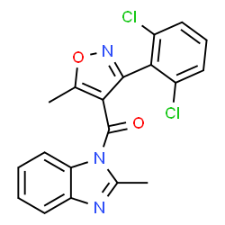 ChemSpider 2D Image | [3-(2,6-Dichlorophenyl)-5-methyl-1,2-oxazol-4-yl](2-methyl-1H-benzimidazol-1-yl)methanone | C19H13Cl2N3O2