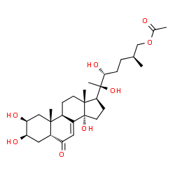 ChemSpider 2D Image | (2beta,3beta,5beta,22R,25S)-2,3,14,20,22-Pentahydroxy-6-oxocholest-7-en-27-yl acetate | C29H46O8