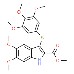 ChemSpider 2D Image | Methyl 5,6-dimethoxy-3-[(3,4,5-trimethoxyphenyl)sulfanyl]-1H-indole-2-carboxylate | C21H23NO7S