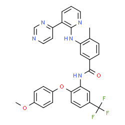 ChemSpider 2D Image | N-[2-(4-Methoxyphenoxy)-5-(trifluoromethyl)phenyl]-4-methyl-3-{[3-(4-pyrimidinyl)-2-pyridinyl]amino}benzamide | C31H24F3N5O3